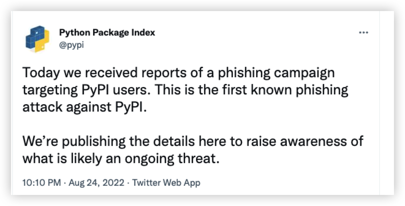 投毒者对 PyPi 上的开源组件开发者下手了
